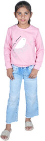 Kid Kupboard Cotton Girls Sweatshirt, Light Pink, Full-Sleeves, 8-9 Years KIDS7037