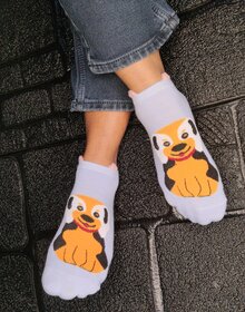 Himi Style Animal Print Cotton Ankle Socks for Women, Pack of 4