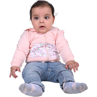 Kid Kupboard Cotton Baby Girls Sweatshirt, Light Pink, Full-Sleeves, 9-12 Months KIDS7005