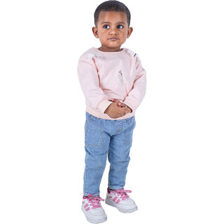 Kid Kupboard Cotton Baby Girls Sweatshirt, Light Pink, Full-Sleeves, 3-4 Years KIDS7008