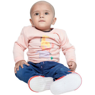 Kid Kupboard Cotton Baby Girls Sweatshirt, Light Pink, Full-Sleeves, 9-12 Months KIDS7011