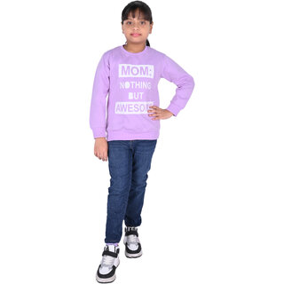 Kid Kupboard Cotton Girls Sweatshirt, Light Purple, Full-Sleeves, 9-10 Years KIDS7032