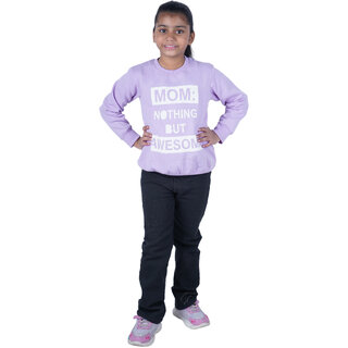 Kid Kupboard Cotton Girls Sweatshirt, Light Purple, Full-Sleeves, 8-9 Years KIDS7034