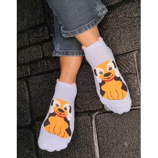 Himi Style Animal Print Cotton Ankle Socks for Women, Pack of 4