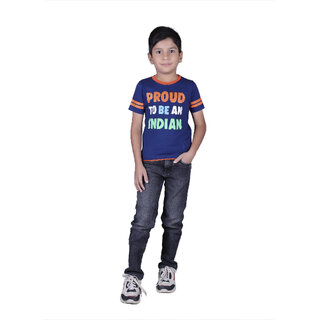 Kid Kupboard Cotton Boys T-Shirt, Dark Blue, Half-Sleeves, 8-9 Years KIDS7054