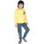 Kid Kupboard Cotton Girls Sweatshirt, Yellow/White, Full-Sleeves, 8-9 Years KIDS7030