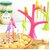 Electro Cloud Bird Fork Plastic Fruit Fork Set with Stand 6-Pieces Multicolour