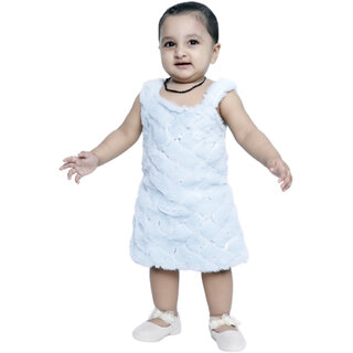 Kid Kupboard Cotton Baby Girls A-Line Frock, Light Blue, Sleeveless, 2-3 Years KIDS7075