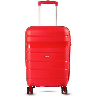 Timus Sunlite 58cm Small Hard-Sided Cabin Luggage Bag with TSA Lock  360 Rotating Wheels(Red)