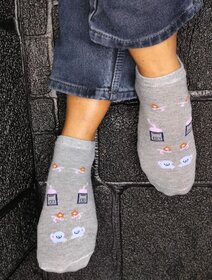 Cotton Ankle Length Low Cut Socks for Women , Free Size, Multi Color, Pack of 3