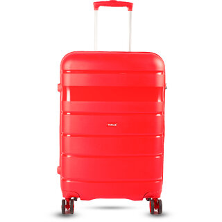 Timus Sunlite 68cm Medium Hard-Sided Check-In Luggage Bag with TSA Lock 360 Rotating Wheels(Red)