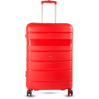 Timus Sunlite 78cm Large Hard-Sided Check-In Luggage Bag with TSA Lock 360 Rotating Wheels(Red)