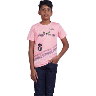 Kid Kupboard Cotton Boys T-Shirt, Light Pink, Half-Sleeves, 11-12 Years KIDS7085