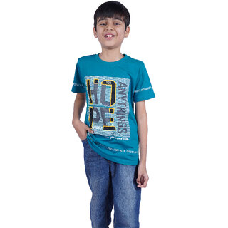 Kid Kupboard Cotton Boys T-Shirt, Blue, Half-Sleeves, 10-11 Years KIDS7087