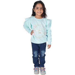 Kid Kupboard Cotton Girls Sweatshirt, Blue, Full-Sleeves, 5-6 Years KIDS7130