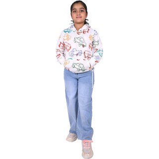 Kid Kupboard Cotton Girls Sweatshirt, White, Full-Sleeves, 8-9 Years KIDS7135