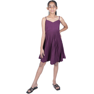 Kid Kupboard Cotton Girls A-Line Dress, Dark Purple, Sleeveless, 13-14 Years KIDS7149