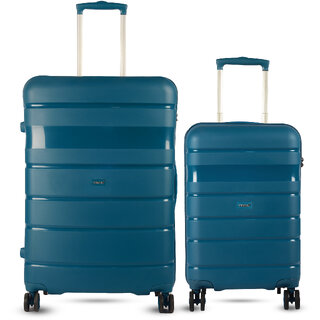 Timus Sunlite Hard Luggage 58cm 78cm Hard Luggage Trolley Bags Combo Set 2 Travel - Teal Blue