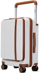 Timus Starlite Premium Wide Handle Polycarbonate Trolley Bag (42L) with USB Port (Ivory)