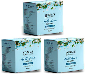 Globus Naturals Anti Acne 6 Step Facial Kit For Oil Control  Unclogging Pore Suitable For Oily  Acne Prone Skin 40gm Set of 3