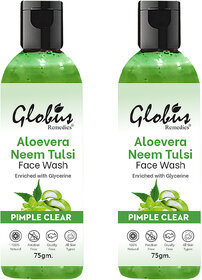 Globus Remedies Aloe vera Neem Tulsi Enriched With Glycerin  Oil Control Formula 75gm Set of 2