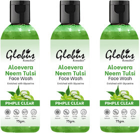 Globus Remedies Aloe vera Neem Tulsi Enriched With Glycerin  Oil Control Formula 75gm Set of 3