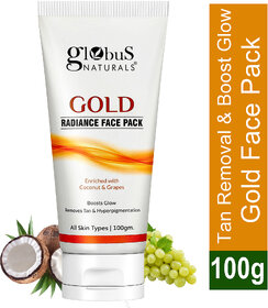 Globus Naturals Gold Radiance Anti Ageing  Brightening Face Pack Enriched with Saffron Liquorice  Walnut Fights Premature Ageing Boosts Glow Provides Deep Exfoliation All Skin Types 100 gms