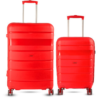 Timus Sunlite Hard Luggage 58cm 78cm Hard Luggage Trolley Bags Combo Set 2 Travel -Red