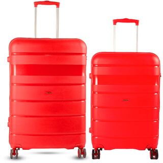 Timus Sunlite Hard Luggage 68cm 78cm Hard Luggage Trolley Bags Combo Set 2 Travel - Red