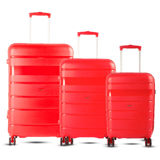Timus Sunlite Hard Luggage 58cm 68cm 78cm Hard Luggage Trolley Bags Combo Set of 3 - Red