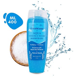 FreshLuxe Aqua Essence with Sea Salt and Scrub Beads Shower Gel  Body Wash 400ml