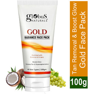 Globus Naturals Gold Radiance Anti Ageing  Brightening Face Pack Enriched with Saffron Liquorice  Walnut Fights Premature Ageing Boosts Glow Provides Deep Exfoliation All Skin Types 100 gms