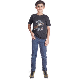 Kid Kupboard Cotton Boys T-Shirt, Black, Half-Sleeves, 11-12 Years KIDS7162