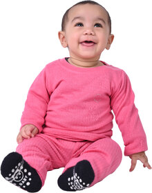Kid Kupboard Cotton Baby Girls Sweatshirt and Sweatpant Set, Pink, Full-Sleeves, 12-18 Months  KIDS7178