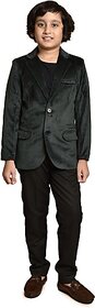 PrintCultr Boys Solid Single Breasted Party Blazer (Green)