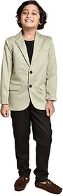 PrintCultr Boys Solid Single Breasted Party Blazer (Grey)