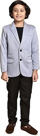 PrintCultr Boys Solid Single Breasted Party Blazer (Blue)