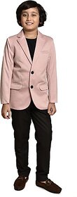 PrintCultr Boys Solid Single Breasted Party Blazer (Pink)