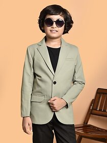 PrintCultr Boys Solid Single Breasted Party Blazer (Light Green)