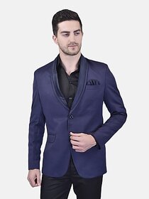 PrintCultr Solid Single Breasted Festive & Wedding Men Blazer (Blue)