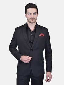 PrintCultr Solid Single Breasted Festive & Wedding Men Blazer (Black)