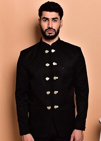 PrintCultr PrintCultr Men Solid Single Breasted Casual Blazer (Black)