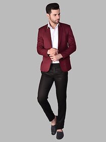 PrintCultr Men Solid Single Breasted Casual Blazer (Brown)