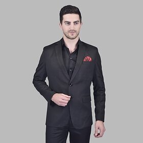 PrintCultr Men Solid Single Breasted Casual Blazer (Black)