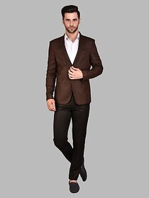 PrintCultr Men Solid Single Breasted Casual Blazer (Brown)