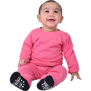 Kid Kupboard Cotton Baby Girls Sweatshirt and Sweatpant Set, Pink, Full-Sleeves, 12-18 Months  KIDS7178