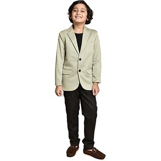 PrintCultr Boys Solid Single Breasted Party Blazer (Grey)