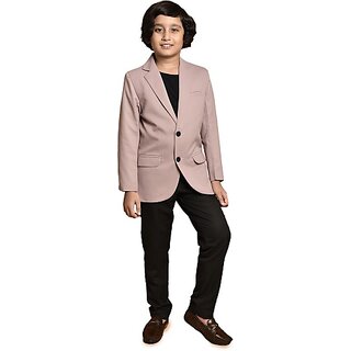 PrintCultr Boys Solid Single Breasted Party Blazer (Purple)