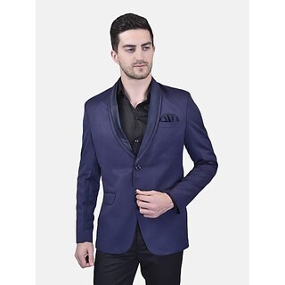 PrintCultr Solid Single Breasted Festive & Wedding Men Blazer (Blue)
