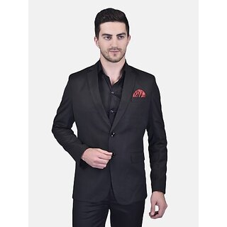 PrintCultr Solid Single Breasted Festive & Wedding Men Blazer (Black)